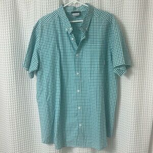 Columbia Sportswear Men’s Short Sleeve Button Down Shirt Teal Plaid Size XL